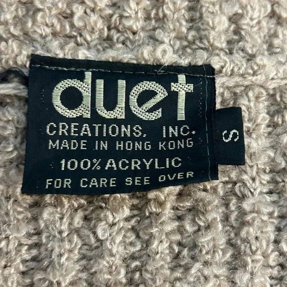 duet Creations Vintage Taupe Ribbed Knit Cardigan Sweater  Made in Hong Kong - Picture 2 of 7